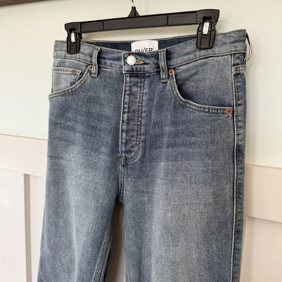 Du/er High Rise Straight Leg Performance Jeans Women's 29x27 Blue Button Fly - Picture 2 of 10